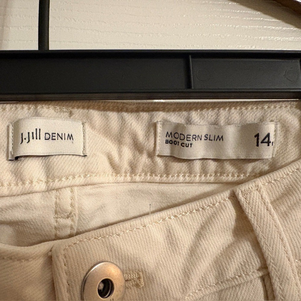 J. Jill Denim Natural Cotton Blend Modern Slim Bootcut Raw Hem Jeans WOMENS 14