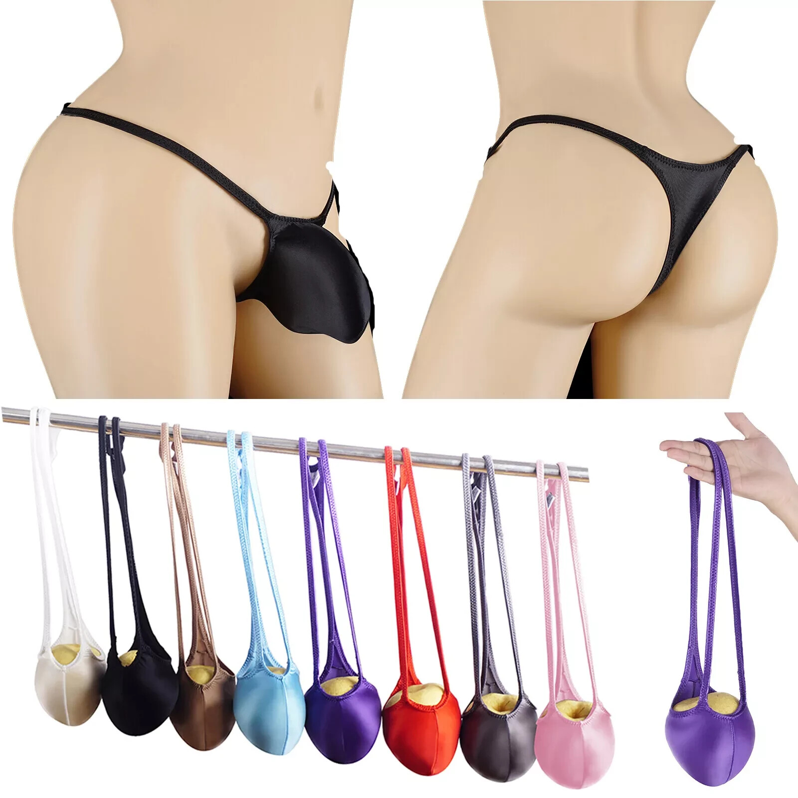 MENS SEXY OIL GLOSS GRAPE SMUGGLERS MICRO THONG-RED (MEDIUM 28-32)