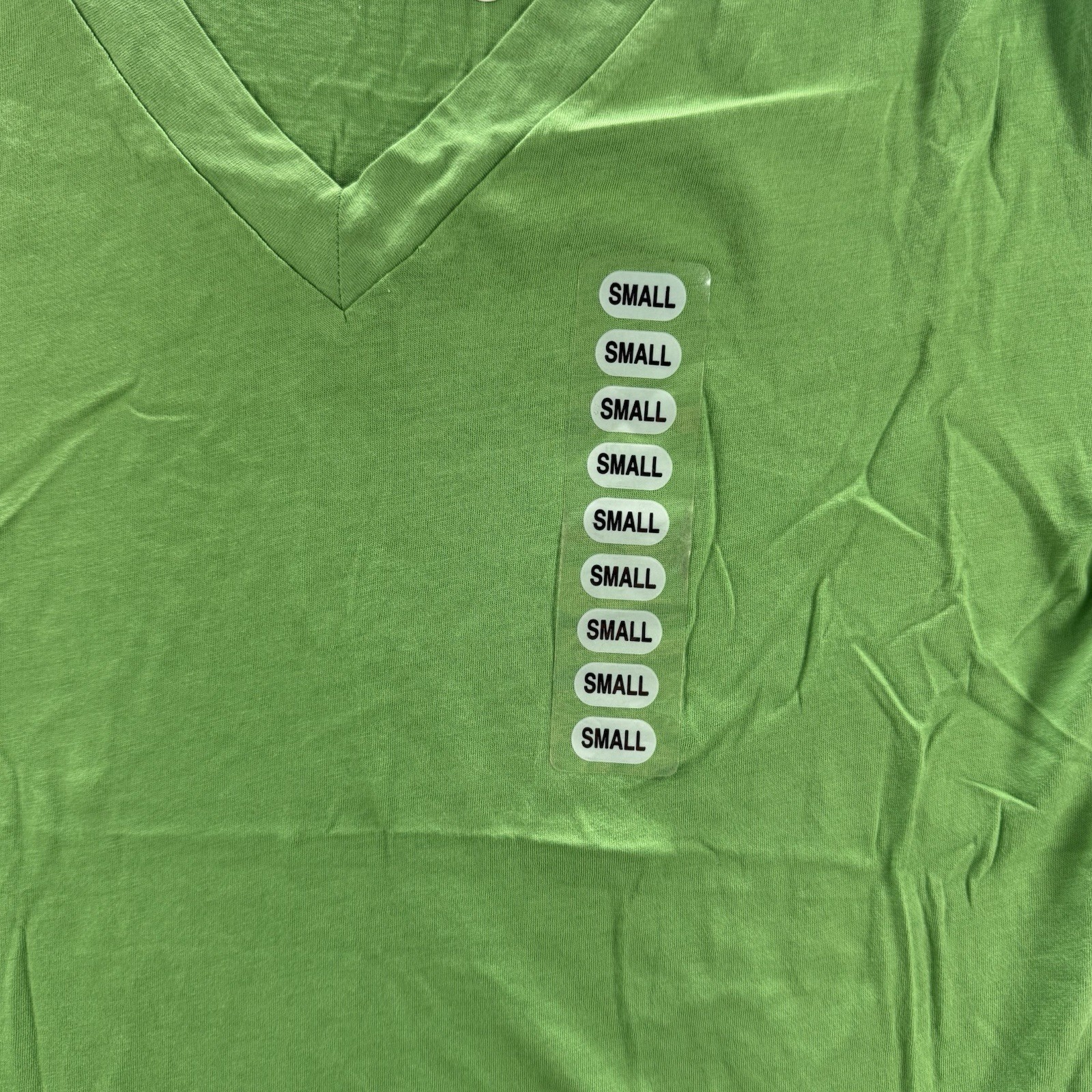 Stephanie b Pima Cotton Lime Green v-neck Button Sleeve Soft Small New A158