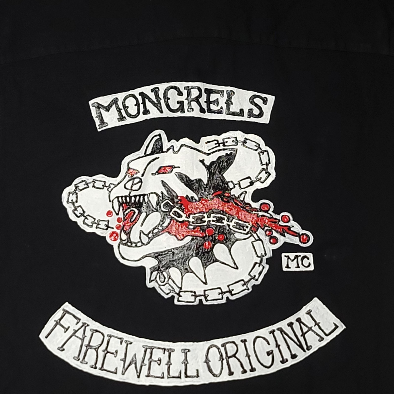 Rare Hand Painted Mongrels MC Farewell Original Wrangler Biker Vest Size M
