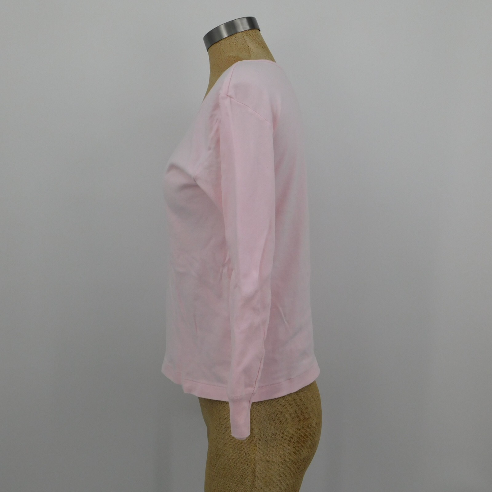 2 BYC Women Solid Pink Scoop Neck Pullover Long Sleeve Shirt Size XL Made Korea