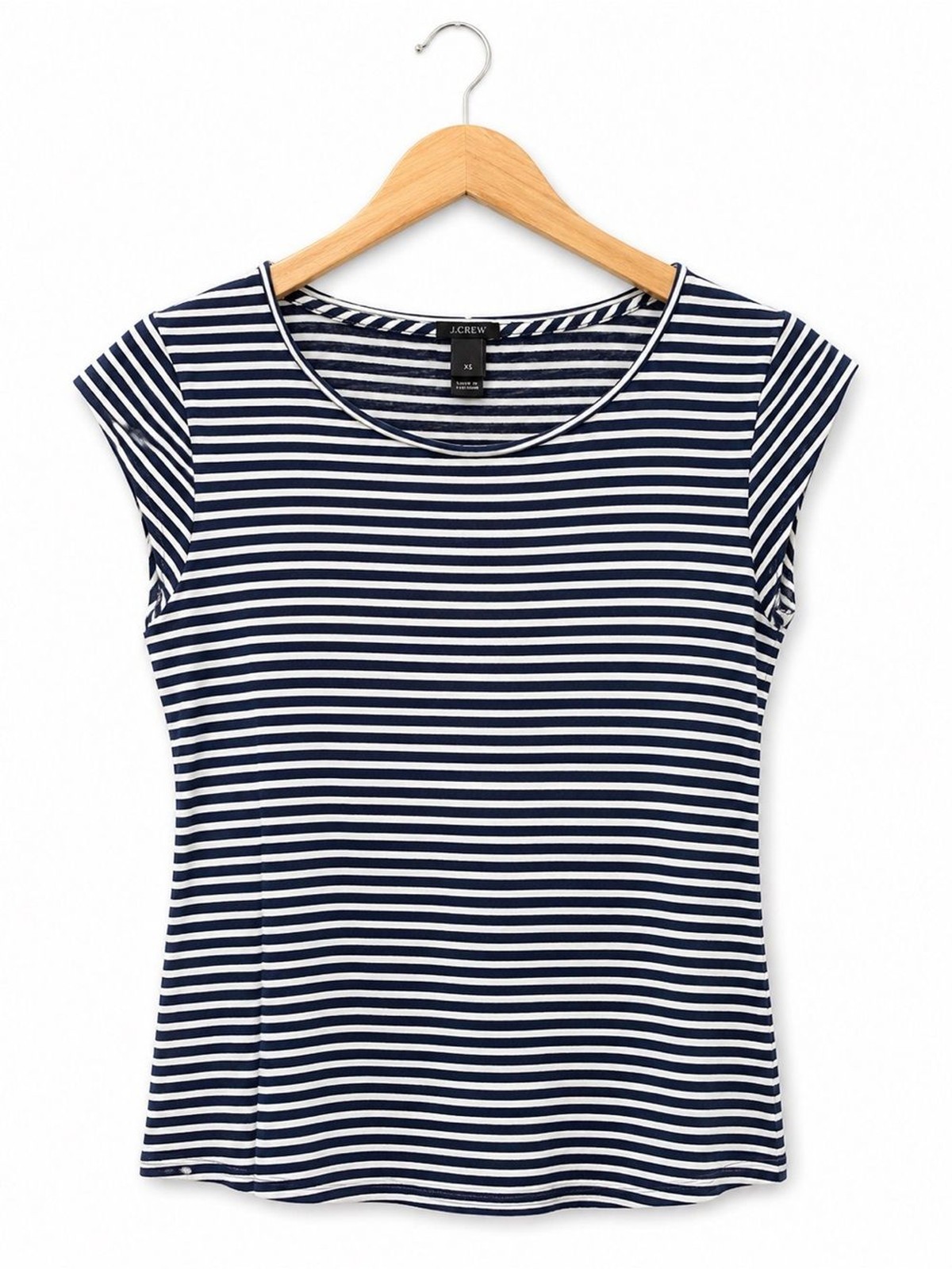 J.Crew Navy White Stripe Cap Sleeve Tee XS French Girl Basic