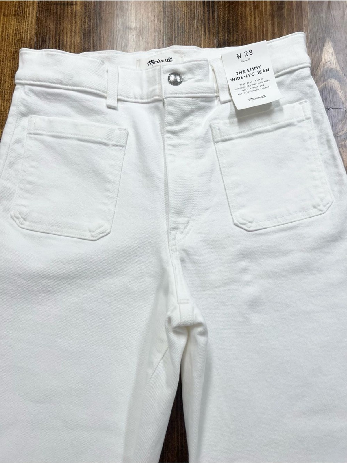 Madewell The Emmy Wide-Leg Jean in Super Stretch Denim in Tile White Size 28 NWT