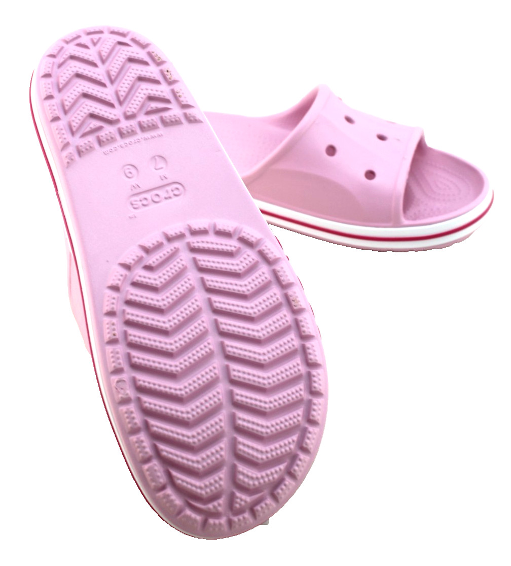 New CROCS Women’s 10 Bayaband Pink with Raised Crocs Logo Unisex Slide Sandals