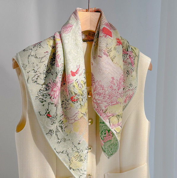 70shmere 30% Silk Bandana Scarf 65cmX65cm Flower Print Neckerchief Shawl wrap