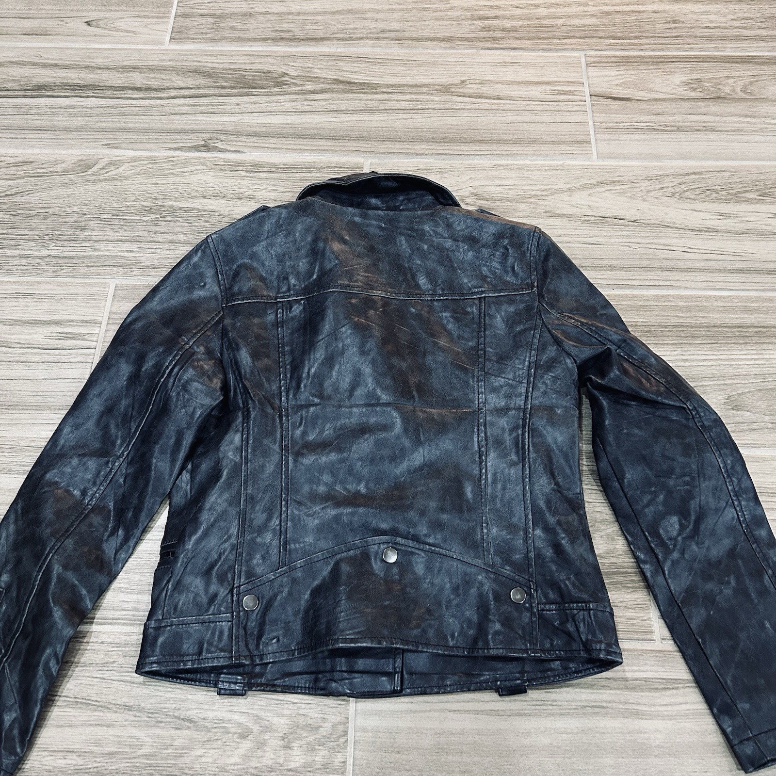 7 for All Mankind Black Vegan Faux Leather Moto Jacket Women’s Size Small