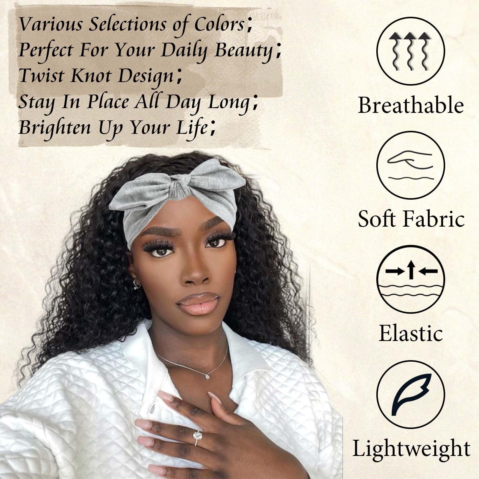 Bow Headbands for Women Non Slip Wide Headbands Cute Turban Headwraps Workout…
