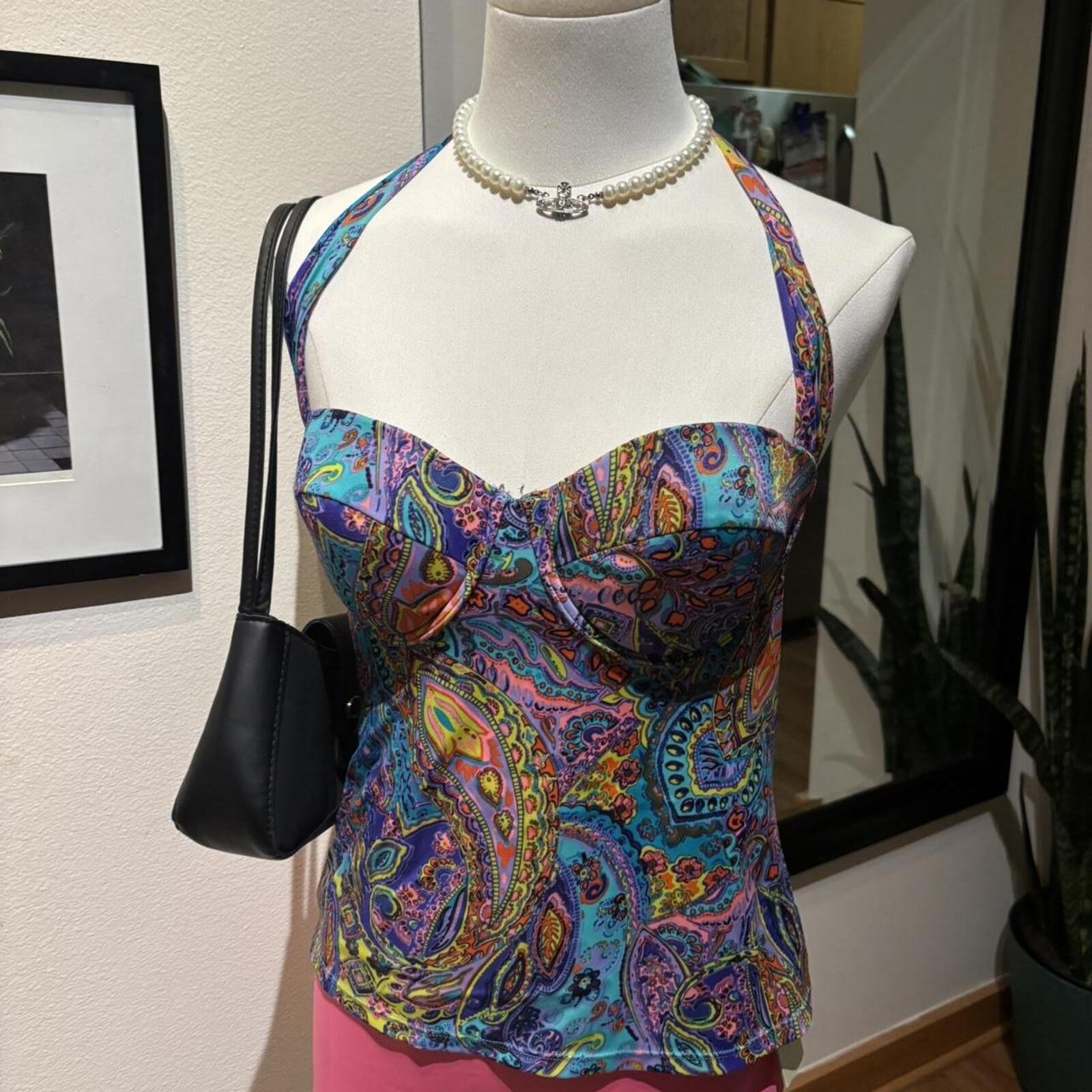 Victoria’s Secret Paisley Halter Tankini Swim Top 34C Y2K