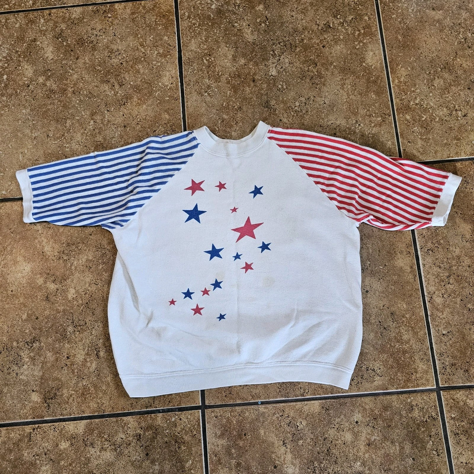 Vintage 60s Sweatshirt Sportswear Of Quality Stars And Stripes Short Sleeve USA