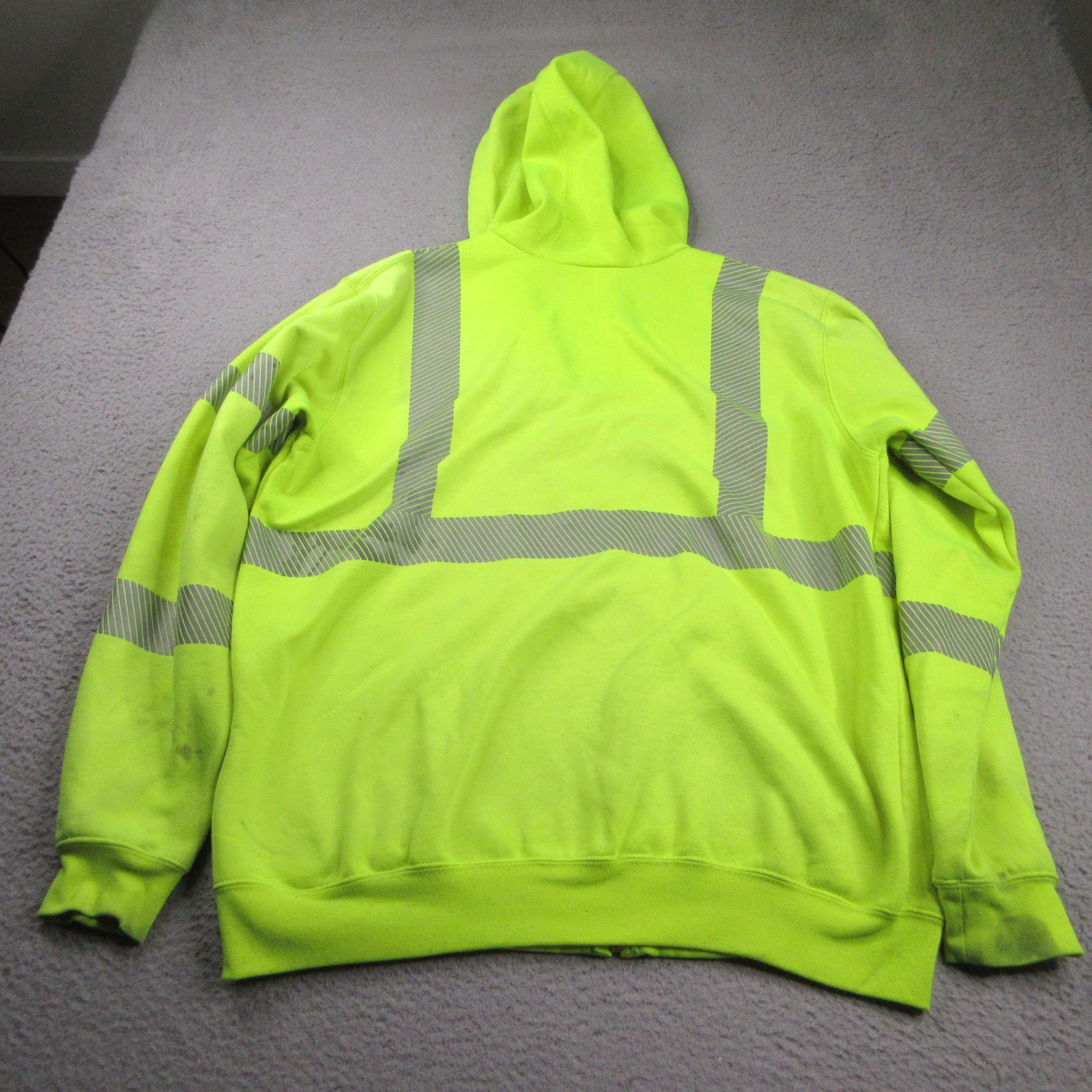 Carhartt Hi-Vis Hoodie Mens Large Yellow Fleece Full Zip Workwear