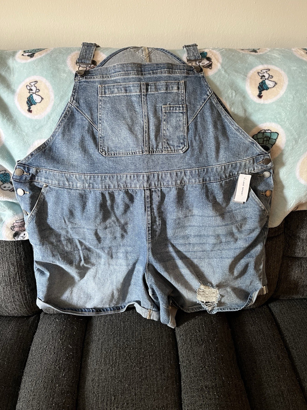 Lane Bryant Women’s Plus Size 28 Denim Short Overalls Shortalls Jeans Pockets