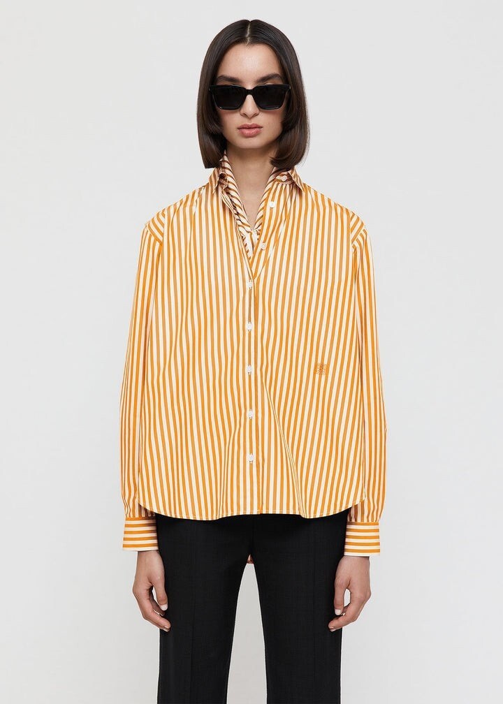 Toteme Signature cotton shirt Striped Embroidered Blouse Top