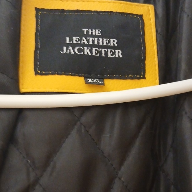 Cyberpunk Leather Jacketer Men’s Yellow Reflective Stripe Full Zip Jacket 3XL