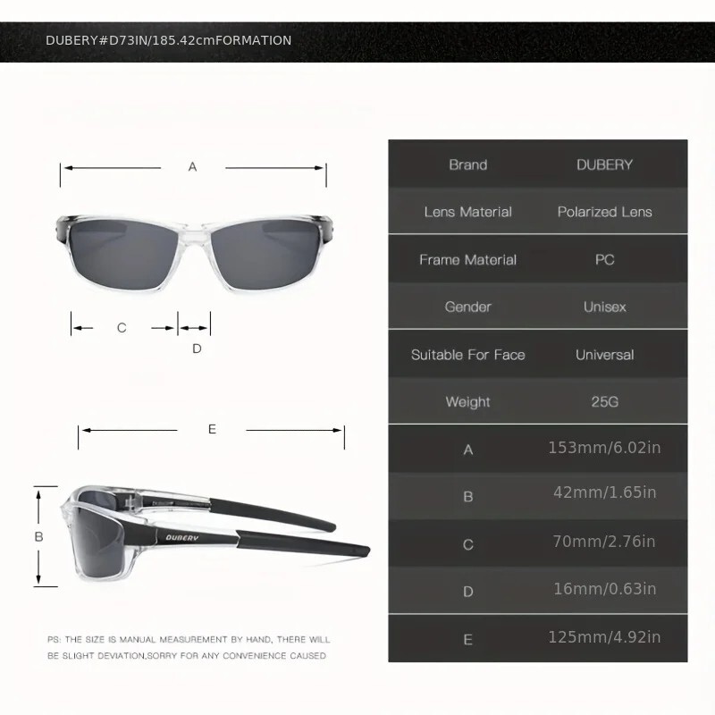 DUBERY Polarized Night Vision Sunglasses Men Wome Sports Driving Glasses Outdoor
