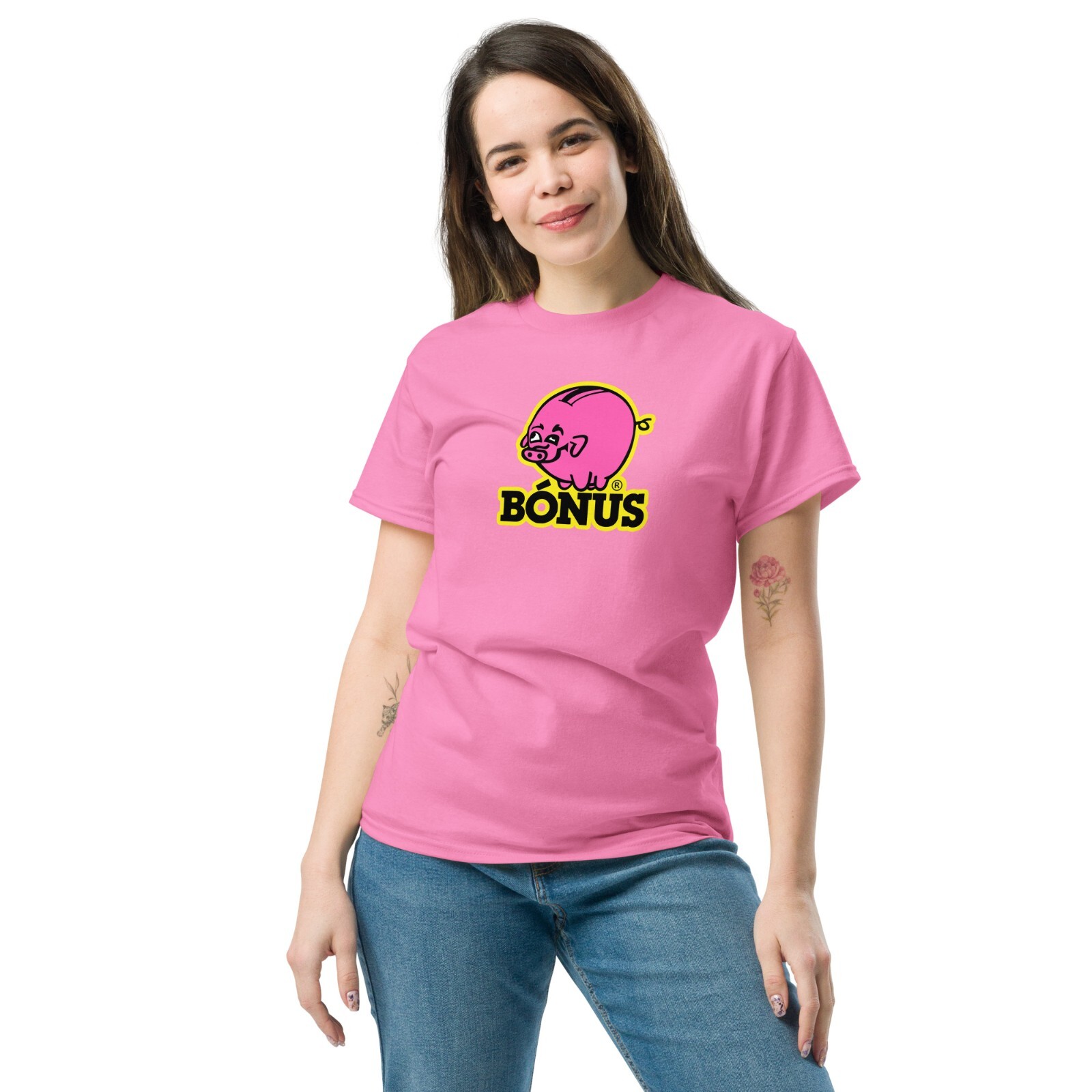 Bonus Iceland Supermarket Pink Piggy Bank Logo T-Shirt Bonus Iceland Tee