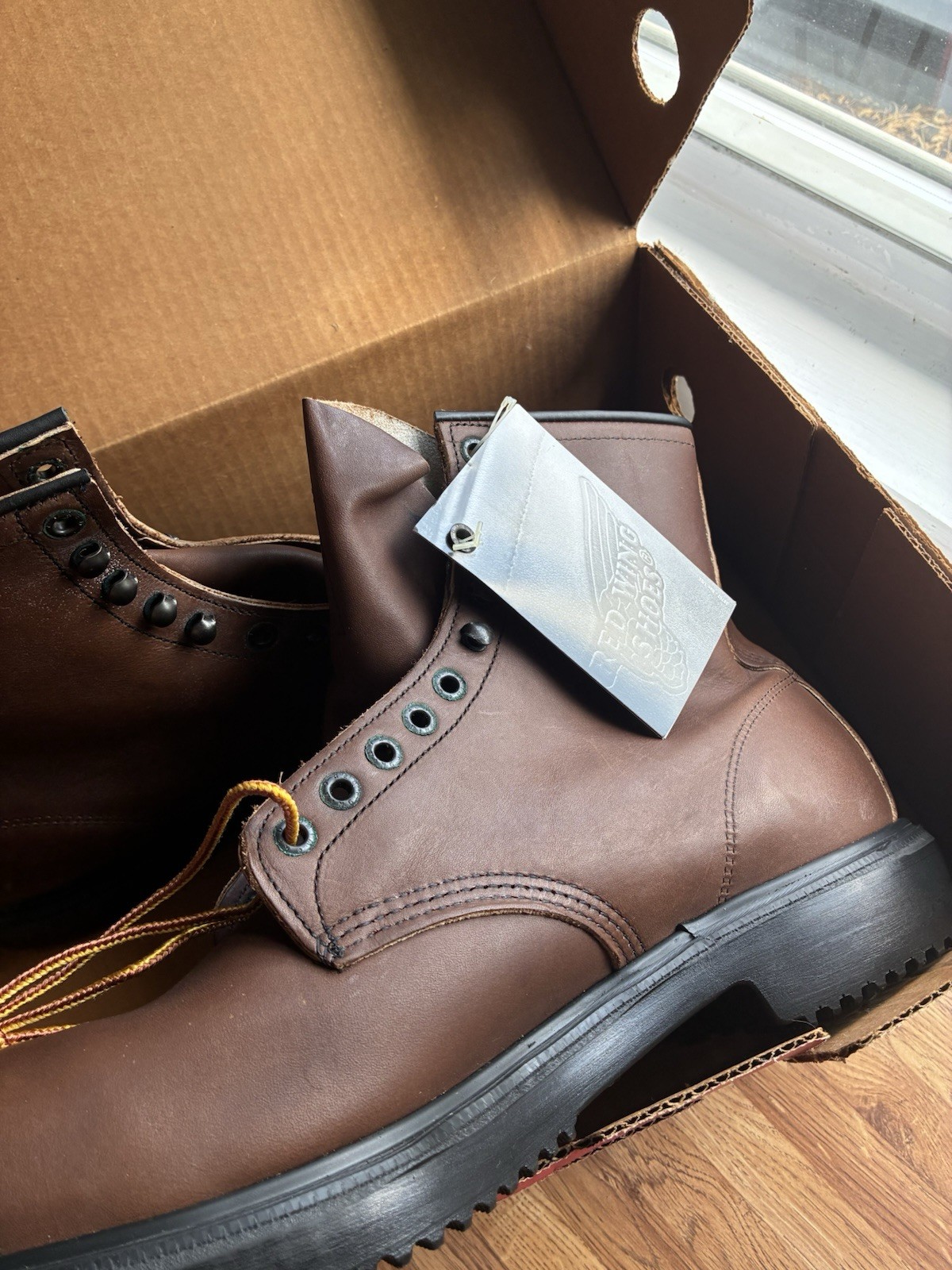 Red Wing Shoes Men’s Safety Work Boots Brown Leather Lace-Up Ankle 15 D WYSIWYG