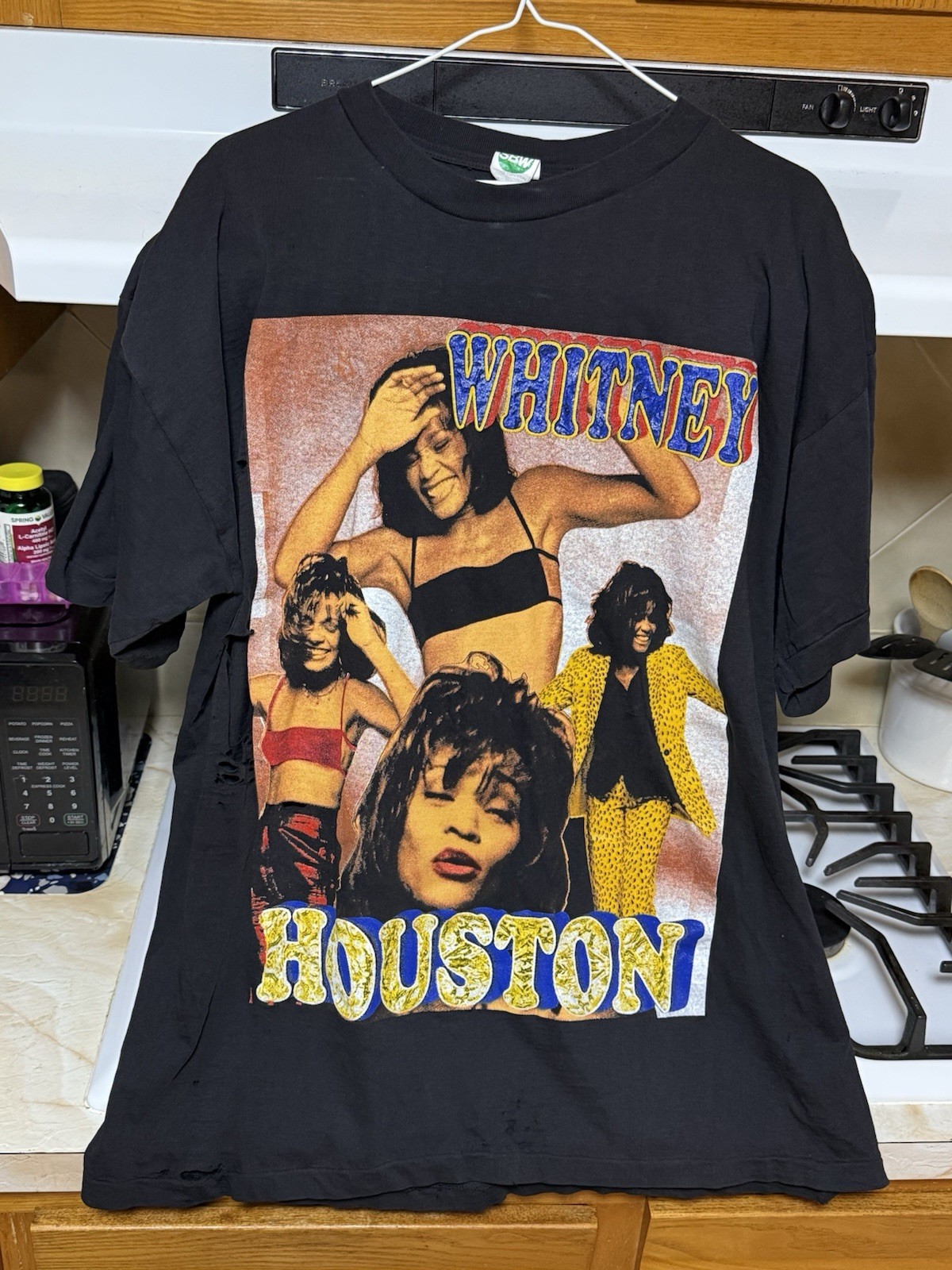 Dry Rot Vintage 90s Whitney Houston Rap Tee Not Wearable For Display Sold As Is