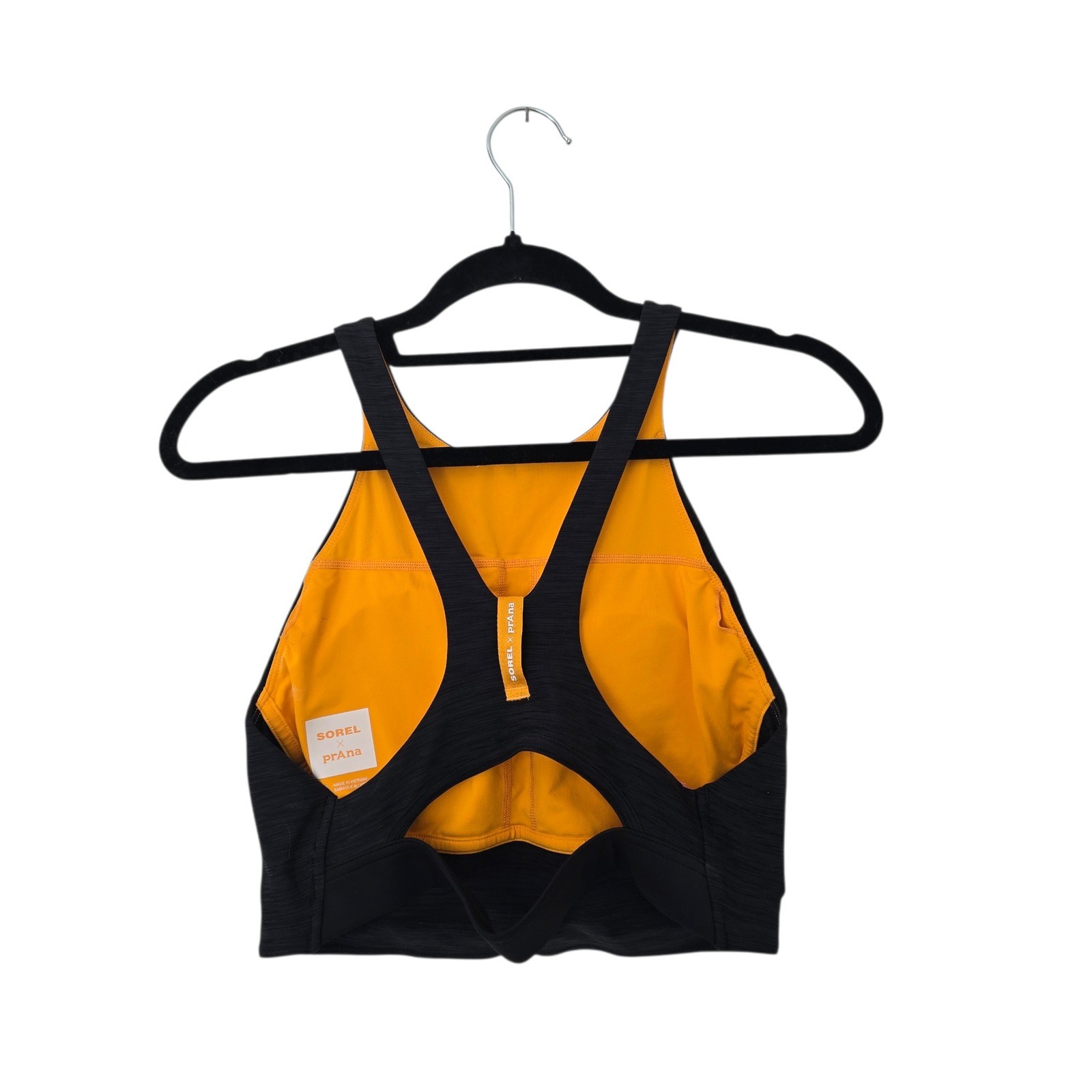 SOREL x prAna Sports Bra Women Medium M Charcoal Grey Orange Excellent High Neck