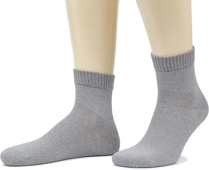 Hugh Ugoli Cotton Diabetic Men’s Socks, Ankle, Loose, Wide Stretchy, 4 Pairs