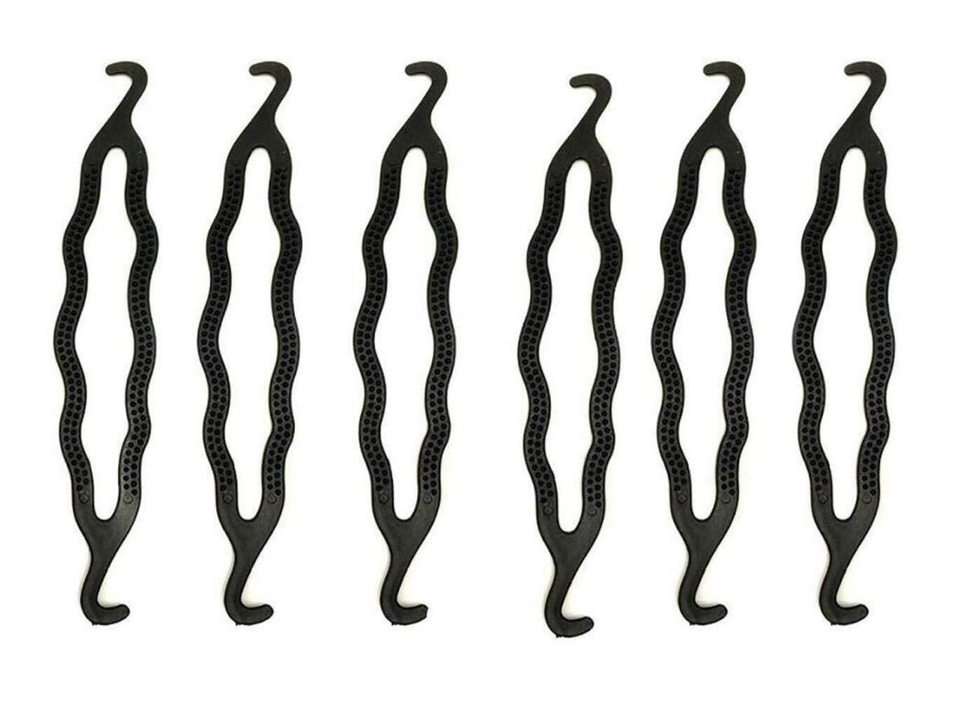 6 Count Bun Maker Hair Holders – Plastic Black 21.5 x 3.8cm/ 8.5inch x 1.5inc…