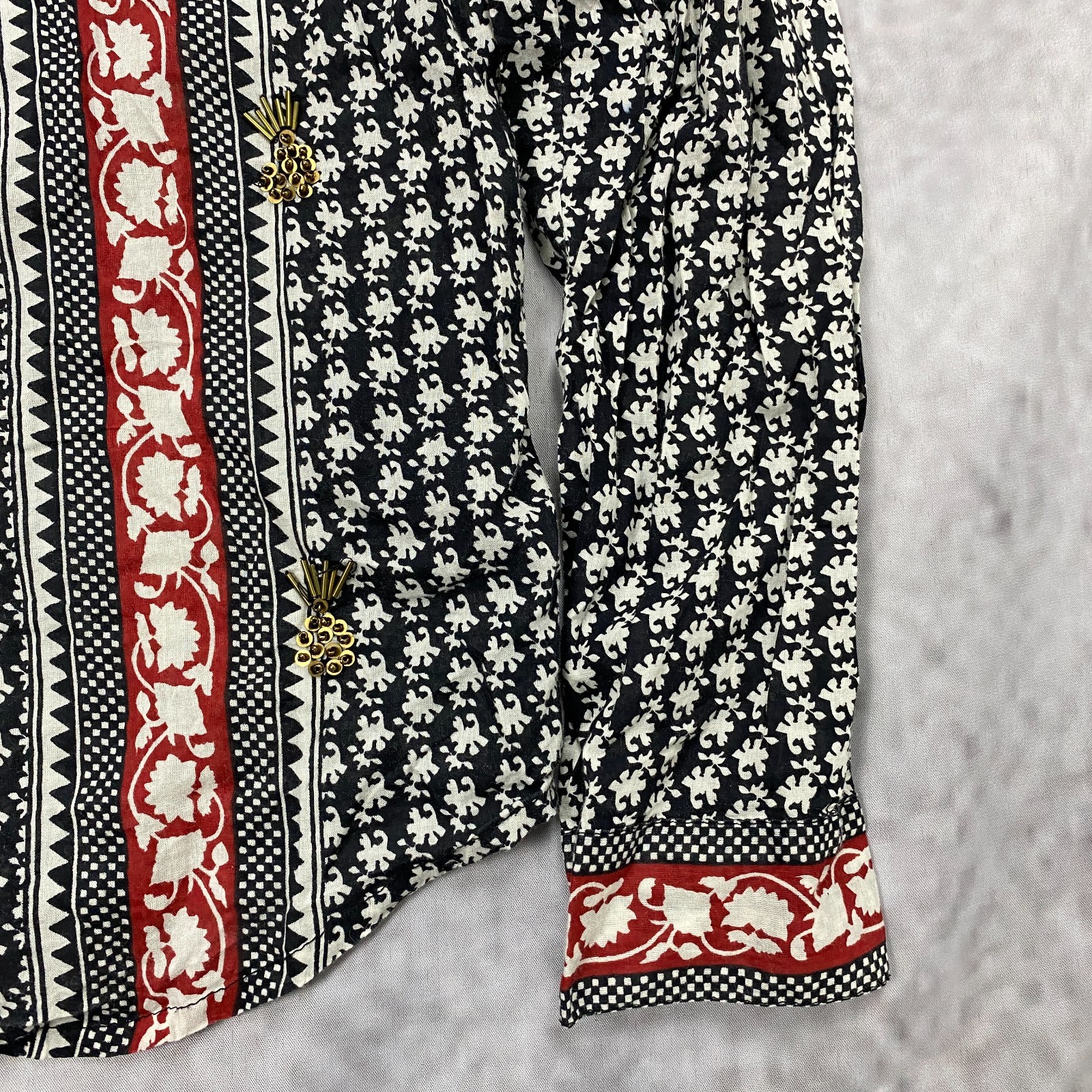 Scotch & Soda Printed Cotton Shirt Embellished Long Sleeve Button Up Size M (2)