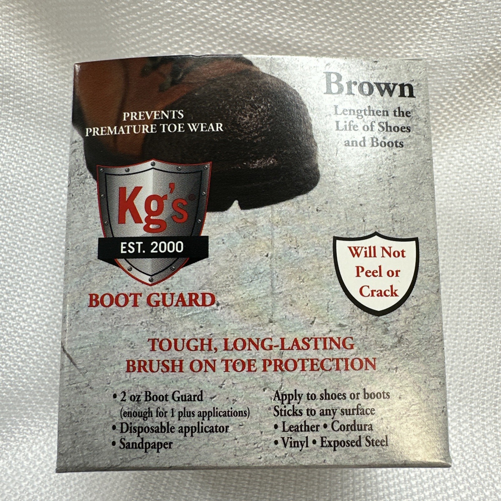 KG’S BOOT GUARD Leather Vinyl Brush-ON Toe Shoe Protector 2oz – BROWN