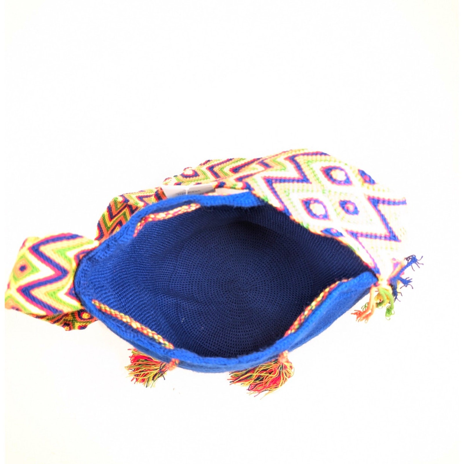 NWT Colombian Large Handmade Wayuu Mochila Bag Vibrant Blue