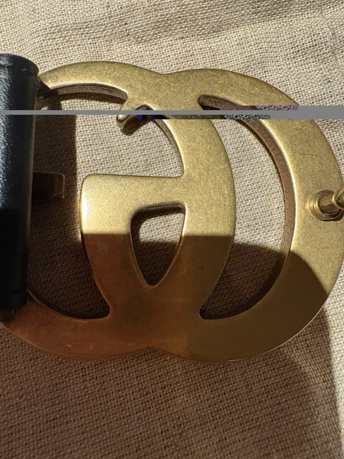 Gucci Women’s Black/Gold GG Logo Buckle Adjustable Fashion Belt Size 75-30