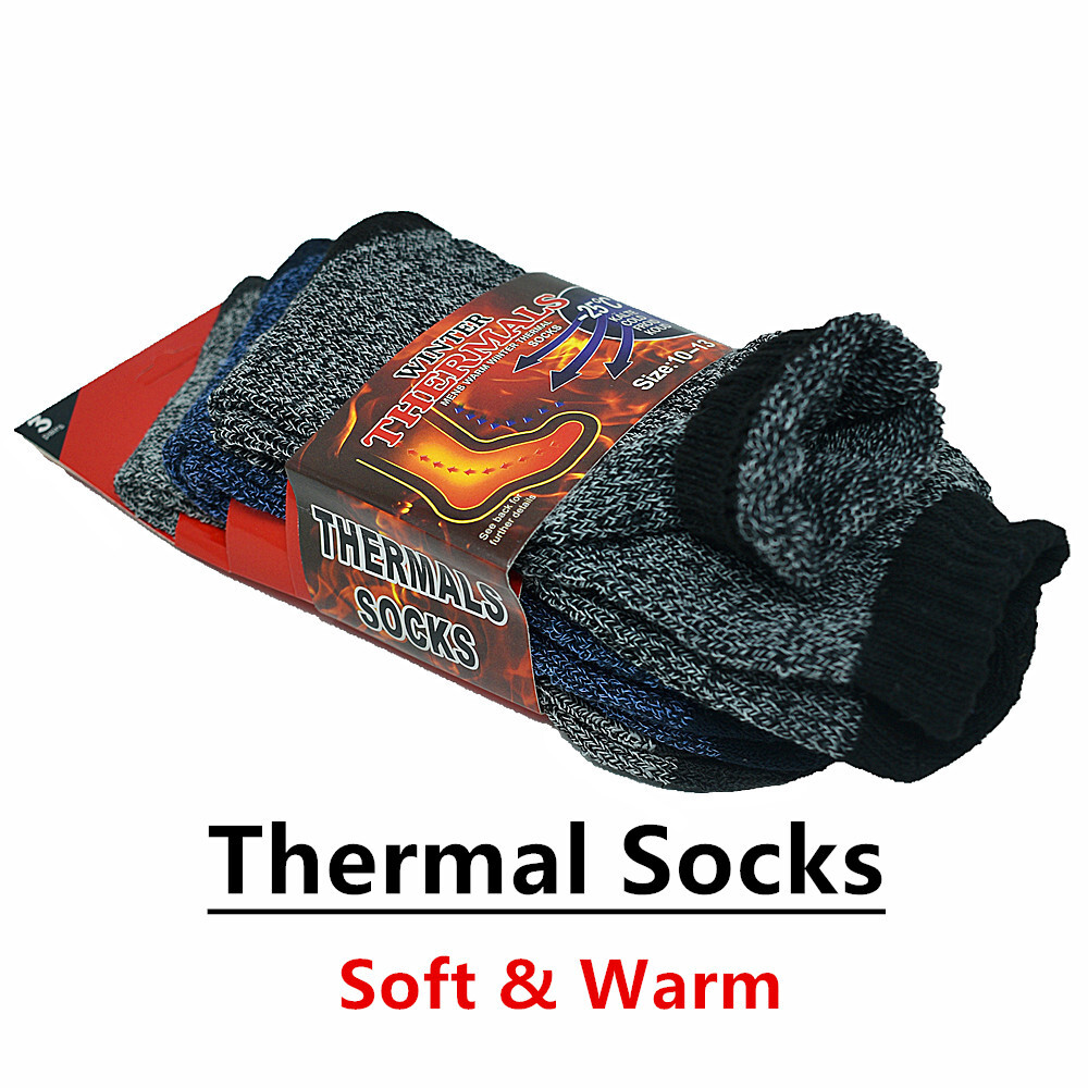 3-12 Pairs Mens Winter Heavy Duty Warm Thermal Heated Crew Boots Socks Size 9-13