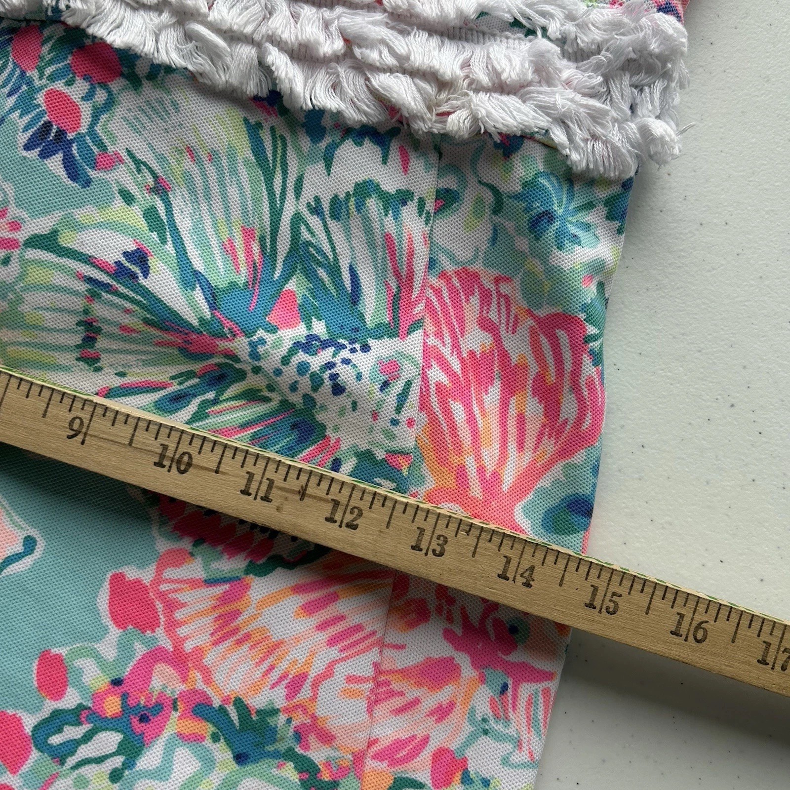 Lilly Pulitzer Arden Mini Shift Dress Serene Blue Gypsea Size Medium Fringe Fish