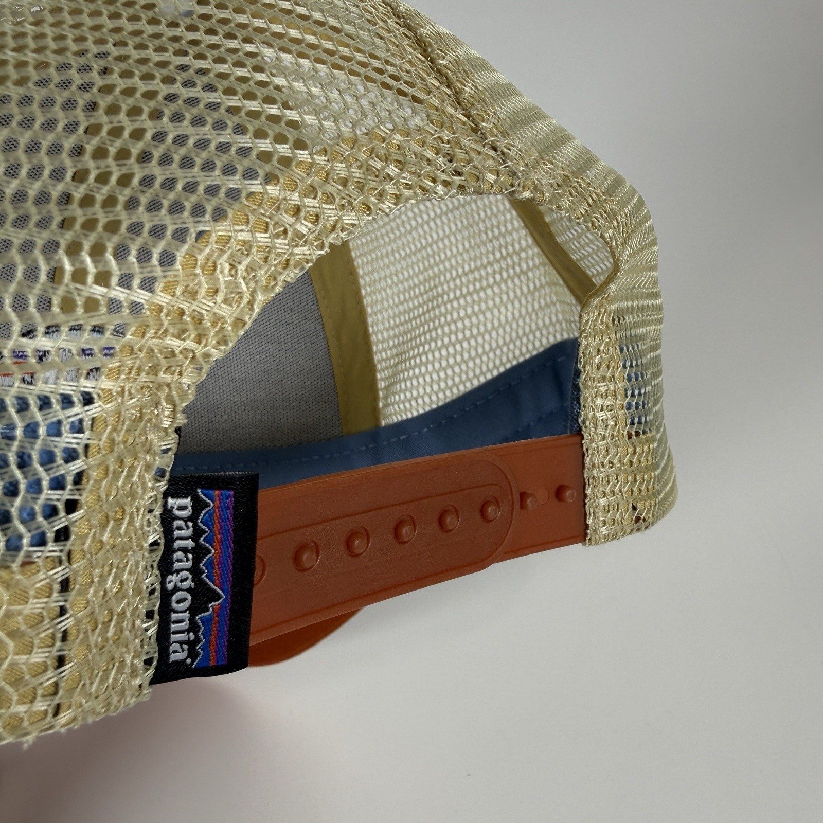 PATAGONIA Fitz Roy Lo-Pro Trucker Hat Mesh Orange Blue Embroidered Mountain Logo