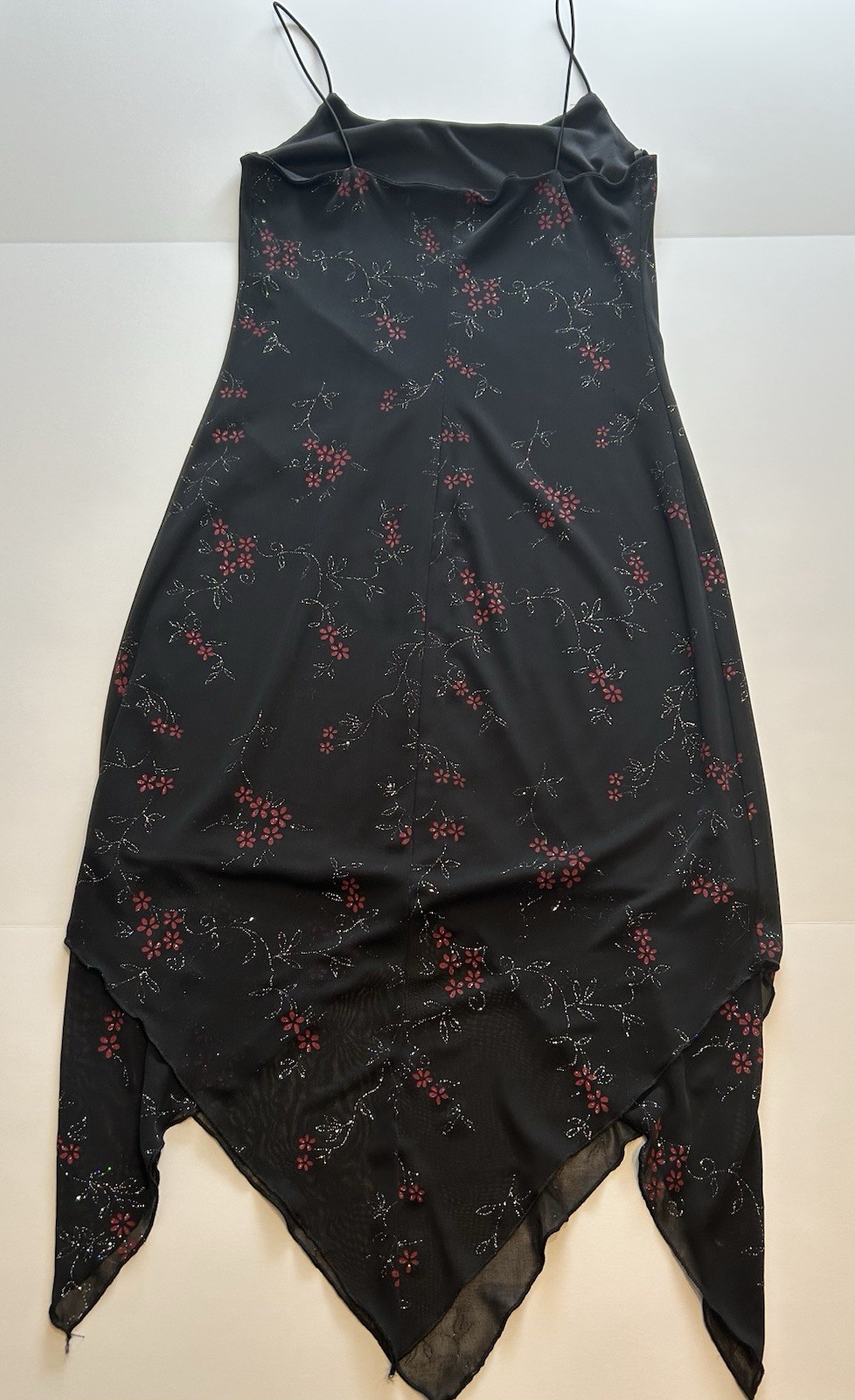 Buyer California Women’s Vintage Dress Size Large Black Sparkly Floral Print