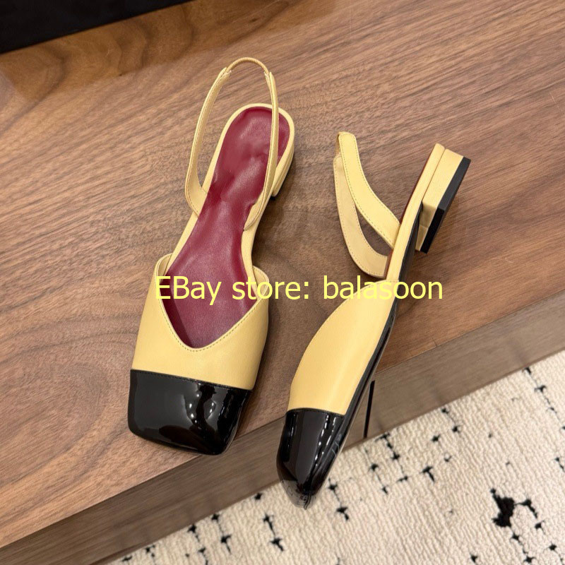 Retro Color Matching Square-Headed High-Heeled Sandals Baotou Thick-Heeled 35-41