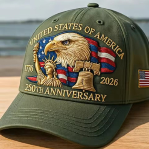 Baseball Cap USA 250th Anniversary Eagle Print Hat Washed Cotton Trucker Unisex