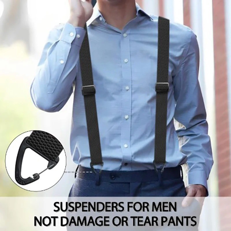Heavy Duty Suspenders for Men Adjustable Elastic Y/X Back Work Hidden Undershirt