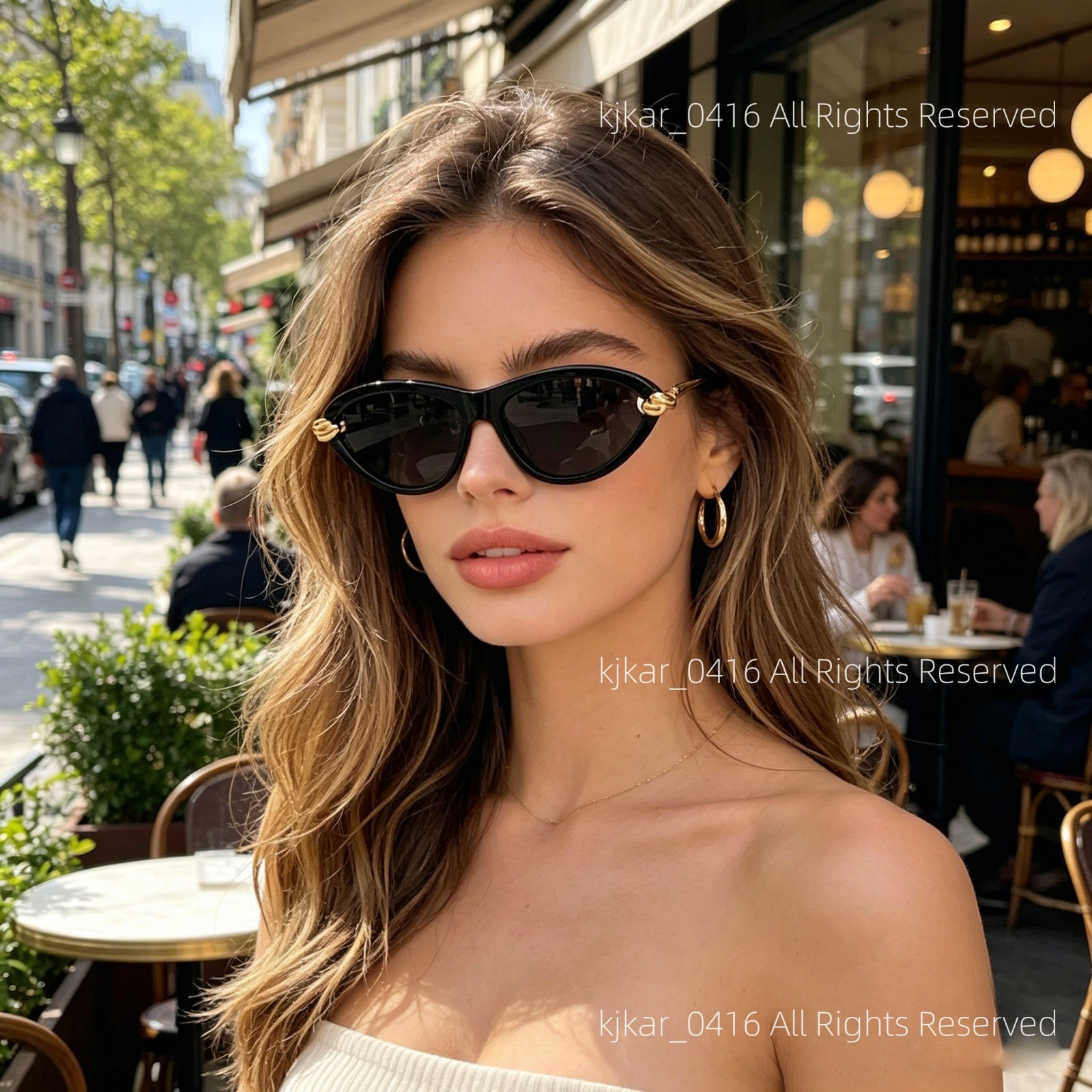 Bottega Veneta Knot BV1390S Cat Eye Sunglasses for Women Black Gold Authentic
