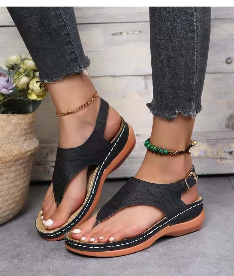 Low-Wedge Women Orthopedic Sandals Casual Flat Shoes Flip Flops Ladies Anti-Slip