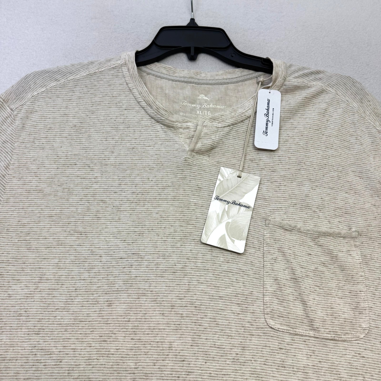 Tommy Bahama Mens Palmetto Dunes Henley Shirt XL Natural Linen Cotton Blend NWT