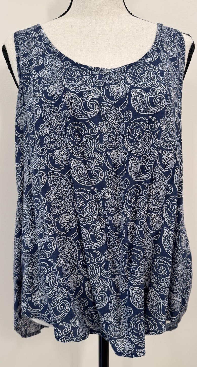 Gap Blue Paisley Cross Back Tank Top Womens S 100% Viscose Sleeveless Boho