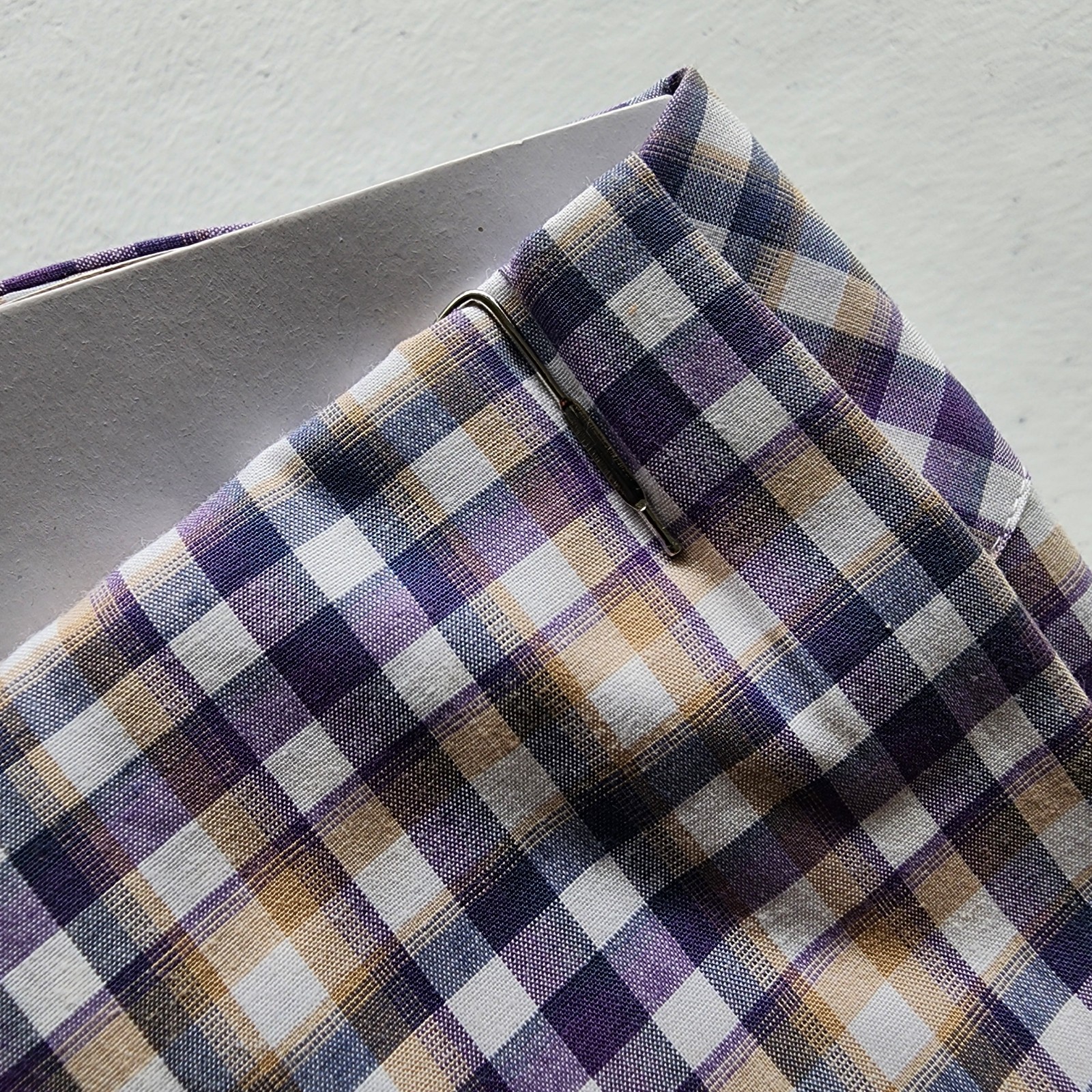 XXL Purple Shirt Plaid Checked Beige White Mens Jos A Bank New Tailored Fit Size