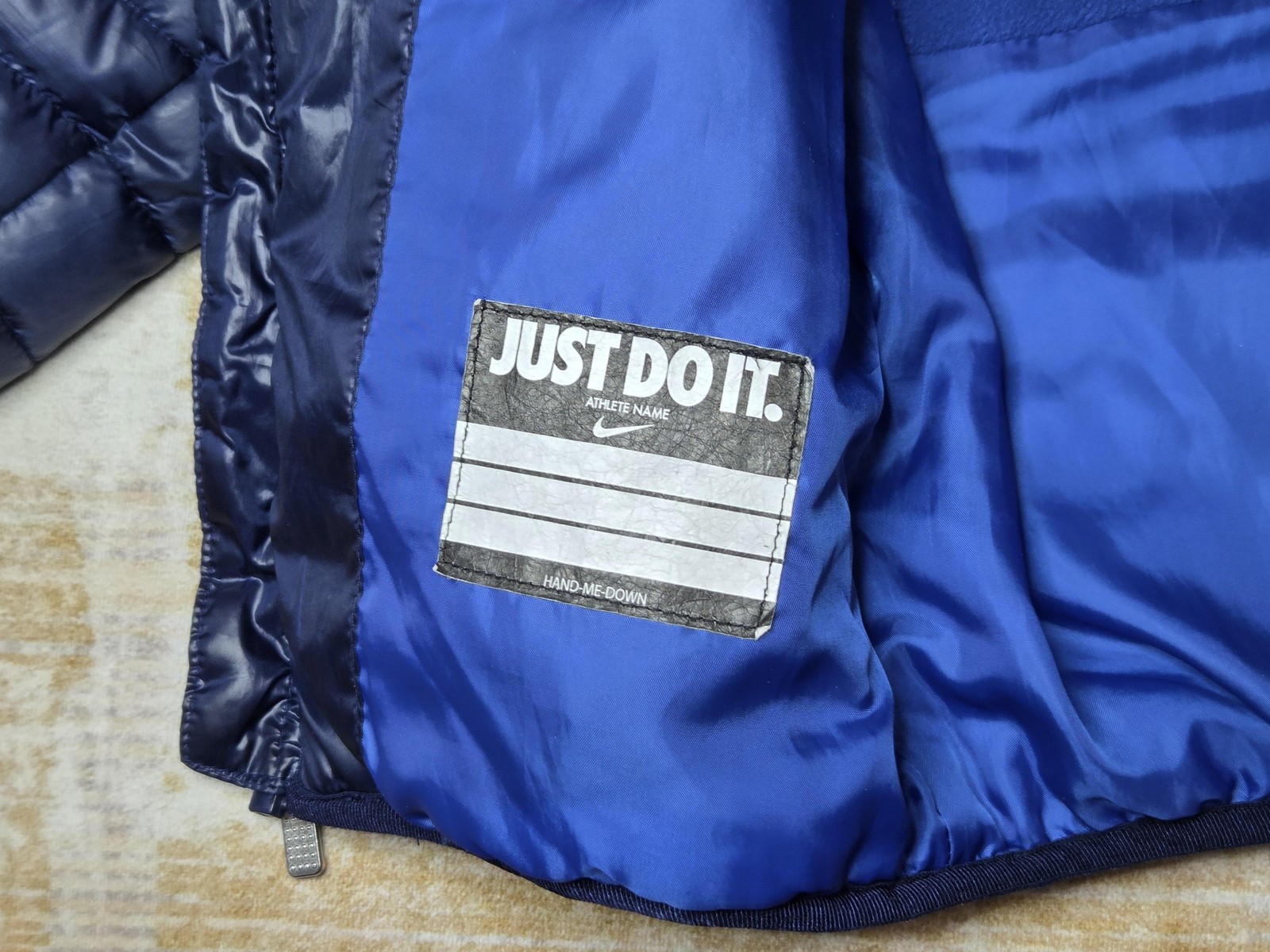 Nike Jacket Kids 6 Blue Hooded Puffer Fleece Lined Insulated Zip Pockets