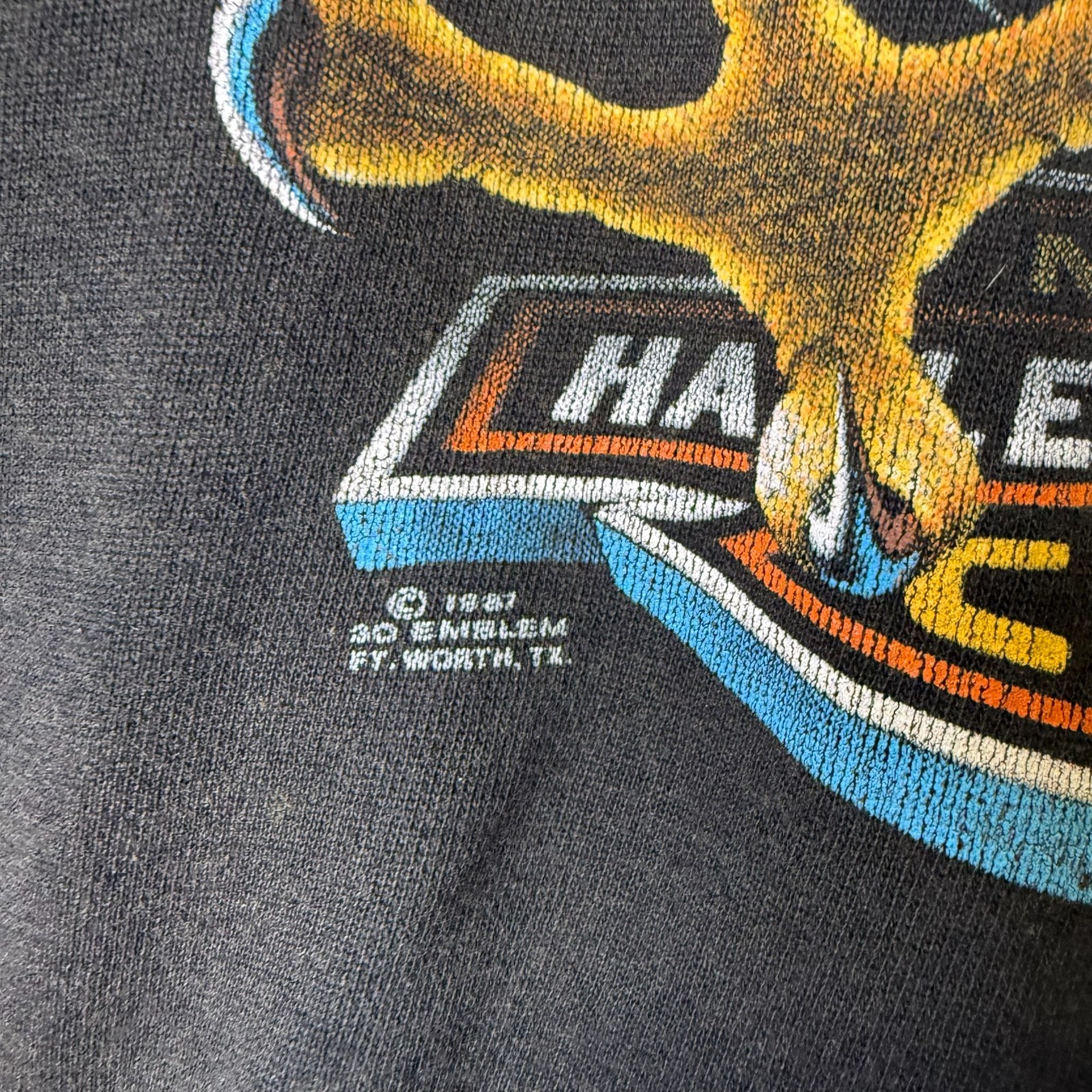 Vintage 1986 3D EMBLEM Crewneck Sweatshirt Eagle Biker Motorcycle Black 80s 90s