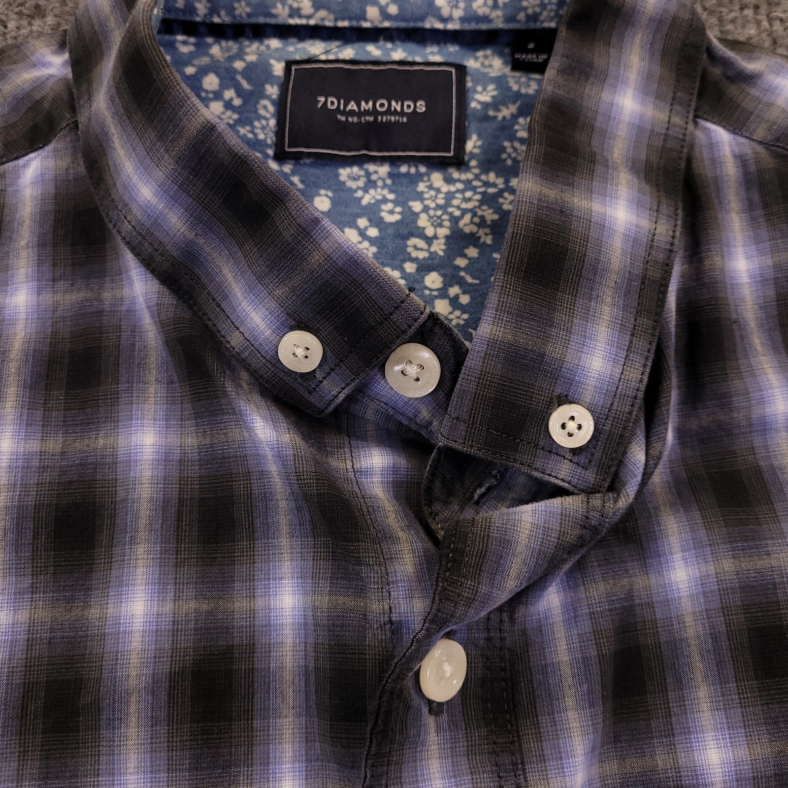 7D 7 Diamonds Higher Ground Shirt Mens Small Abstract Windowpane Cotton