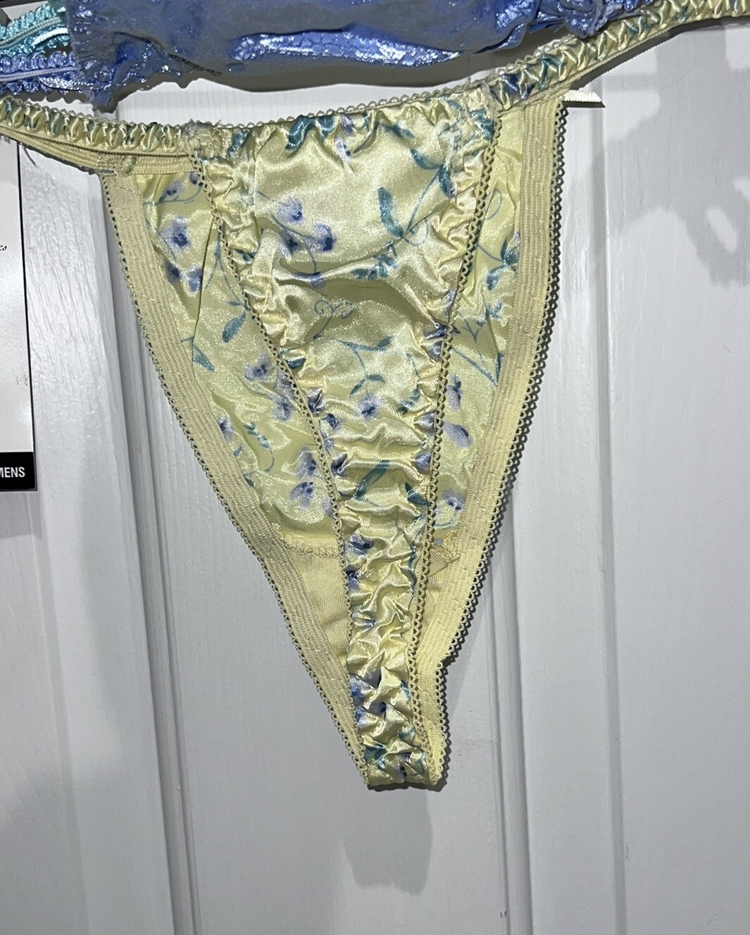 VTG Gilligan & O’Malley Satin Thongs 3 Pack M 6 Yellow Floral Purple Teal Sexy