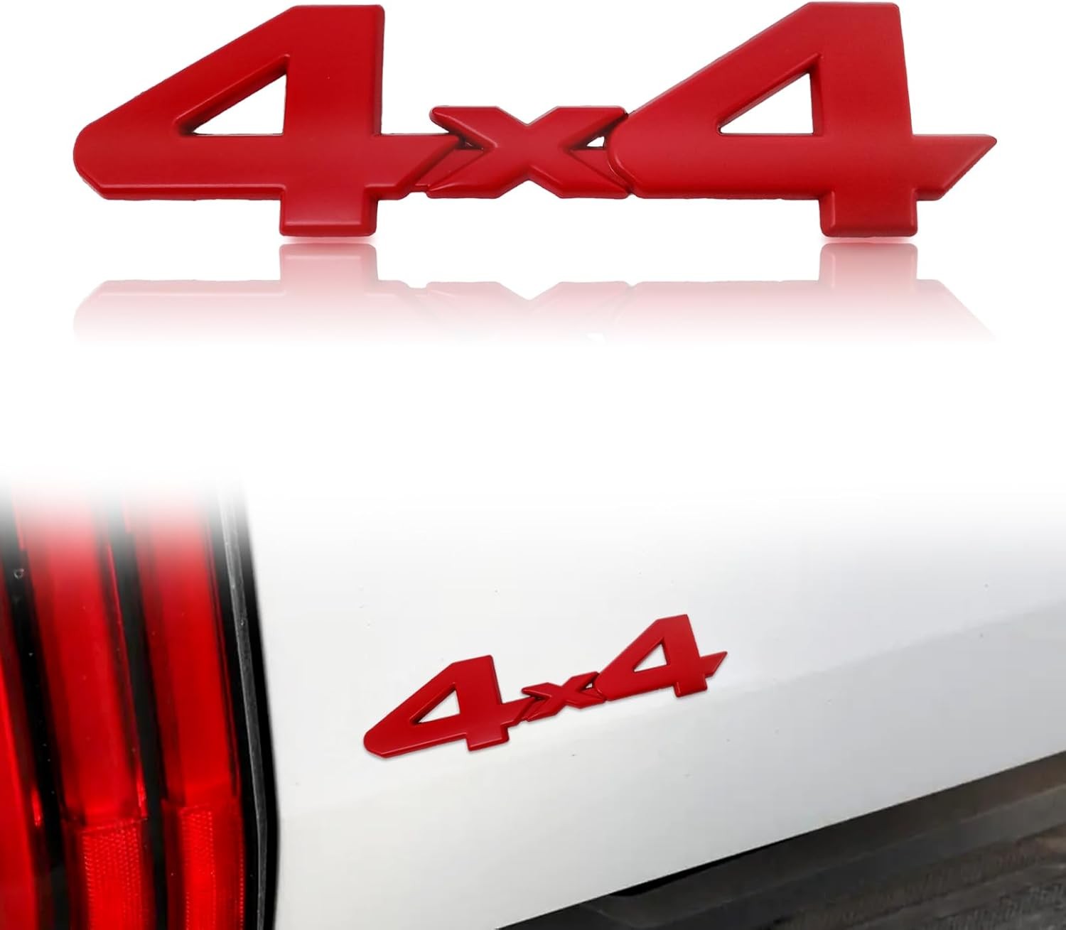 4X4 Emblem Badge 3D Logo, Full Coverage Adhesive Replacement Compat Color: Red
