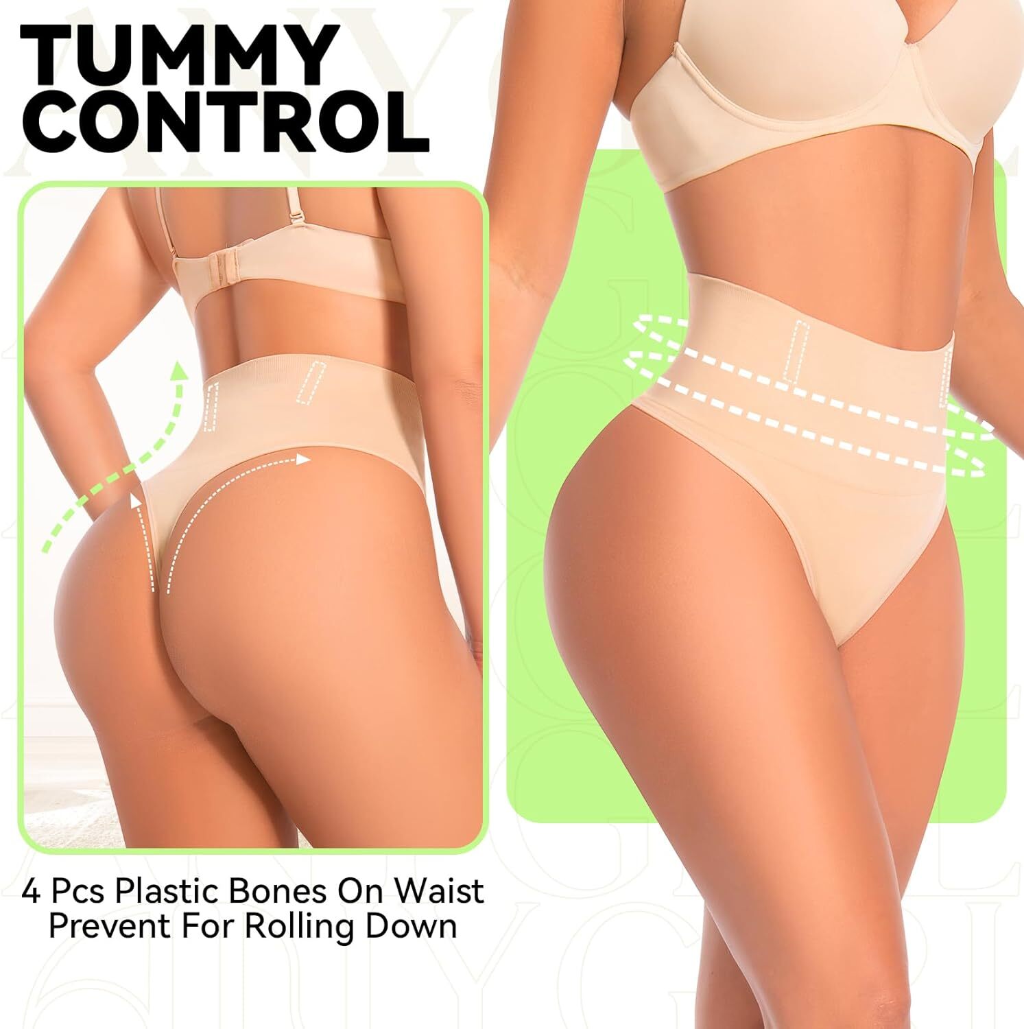 Tanga Con Control De Abdomen Para Mujer Bragas De Faja Sin Costuras Moldeadora