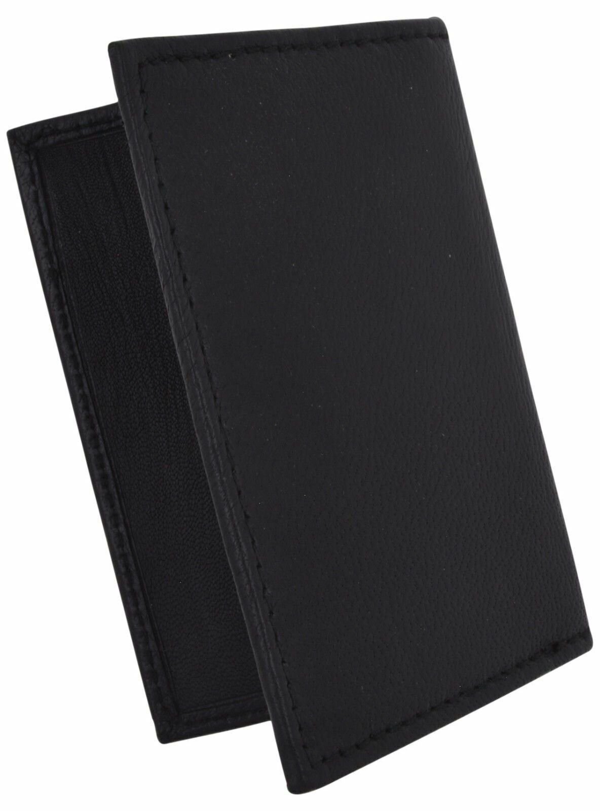 Slim Thin Mens Genuine Leather Bifold ID Window Wallet Credit Card Holder Black
