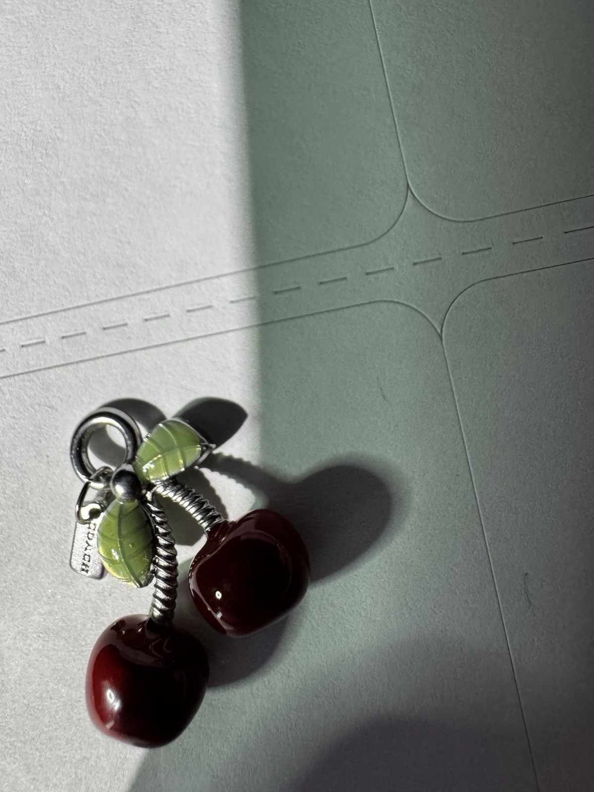Coach Metal Cherry Charm Silver Red Green Fruit Women