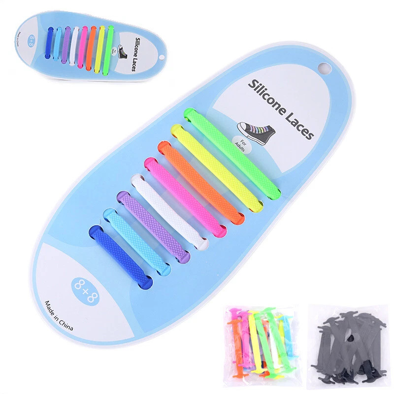 16-Pcs Elastic Silicone Shoe Laces Lazy No Tie Shoelaces For Men Women USA