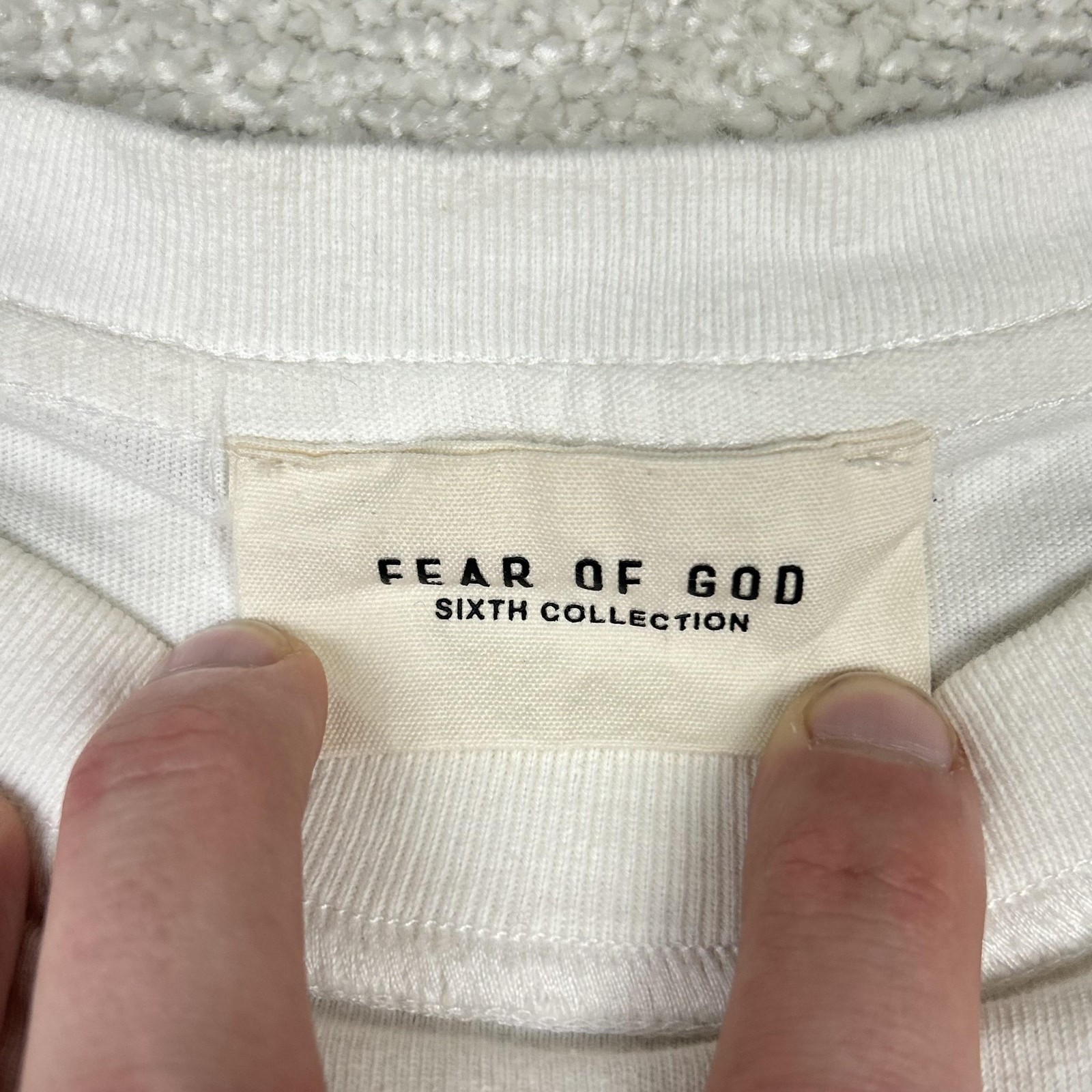 Fear Of God Shirt Mens Large White Sixth Collection FG Reflective Logo Made USA
